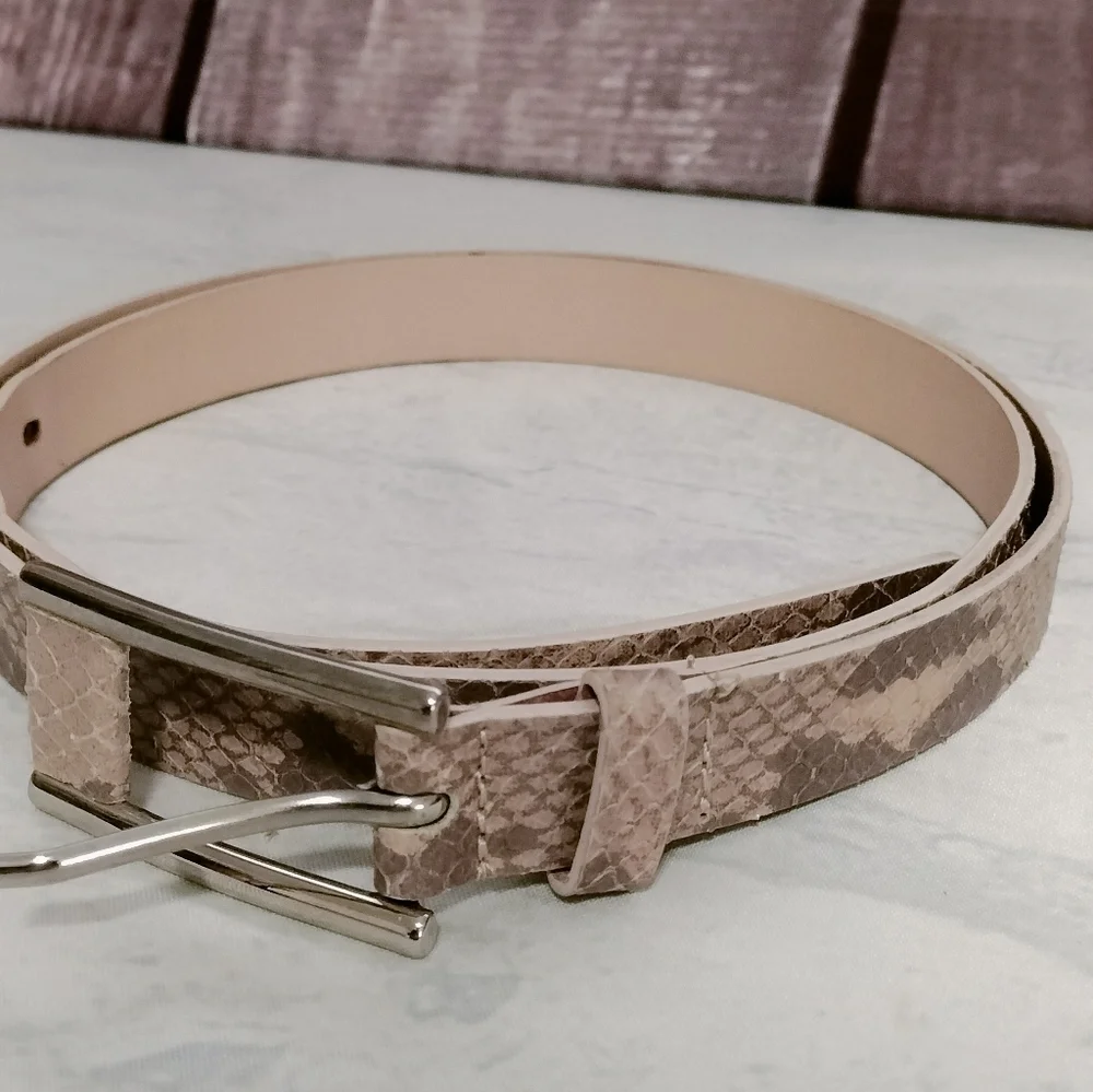 Elegant Italian Fine Leather Belt Garuglieri Snake Women’s Brown Tan Sz Large